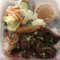 Grilled Beef with Shrimp and Egg Roll Plate