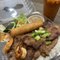 Grilled Pork with Shrimp and Egg Roll Plate